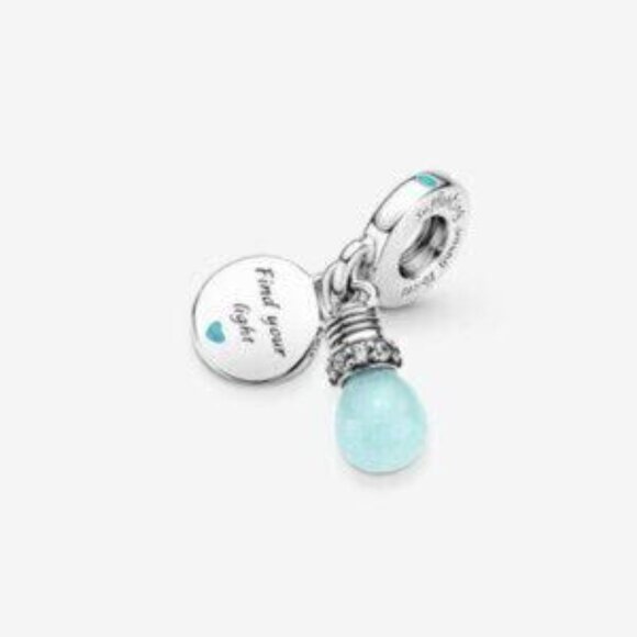 Pandora Glow-in-the-dark Lightbulb Double Dangle Charm - Picture 4 of 5